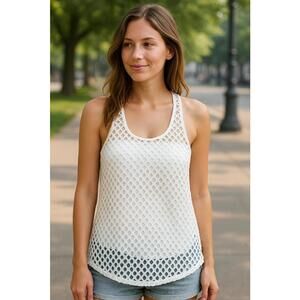 White Mesh Racerback Tank Top - Lightweight and Breathable